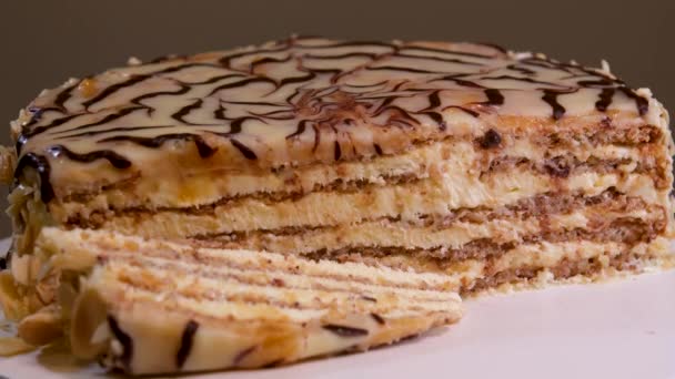 Esterhazy Almond Chocolate Cake Popular Hungary Austria Germany Named Hungarian — Stock Video