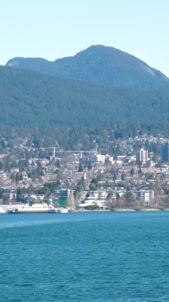 North Vancouver Canada 2023 Seabus Burrard Inlet Con Vistas Centro — Vídeos de Stock