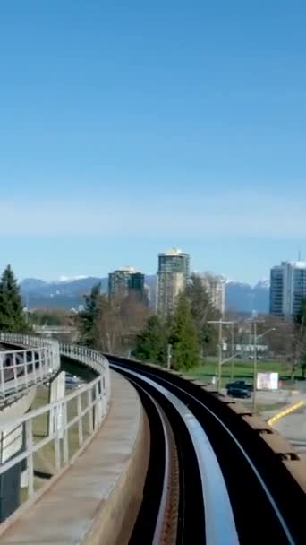 Vancouver Skytrain Nieuwe Canada Line Naar Surrey Home Rails Trein — Stockvideo