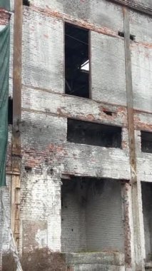 war in the city air bomb hit a residential apartment building ruins at chemical plant in Ukraine devastation. No war. we are for peace. glory to ukarina real life horror movie empty shitty place