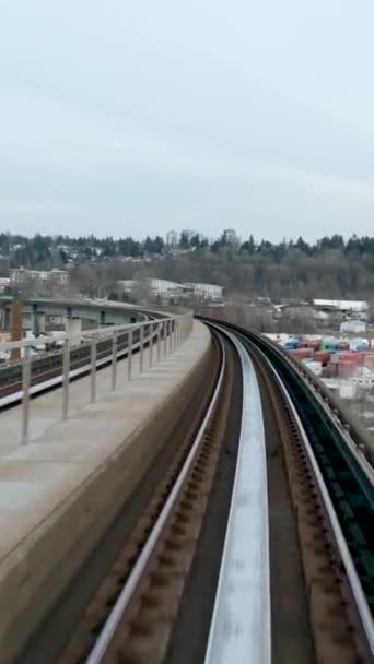 Ванкувер Британская Колумбия Канада Монорельс Skytrain Starts Goes Trak Ванкувер — стоковое видео