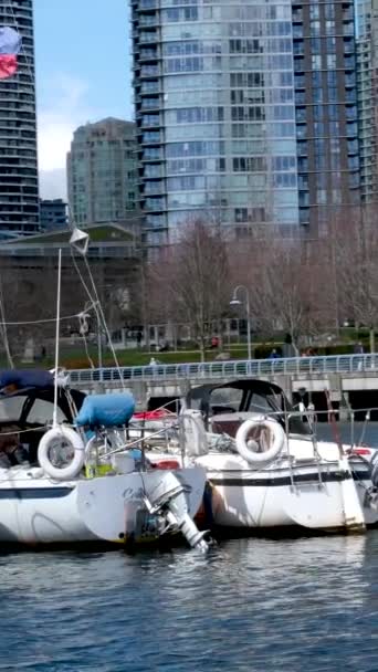 Granville Island Real Life Part Vancouver Pacific Ocean Ships People — Vídeo de stock