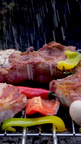 Barbecue Koteletten Zien Erg Lekker Gekookt Voor Een Hamburger Een — Stockvideo