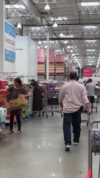 Supermarket Costco Wholesale Dengan Toko Toko Orang Pergi Berbelanja Gerobak — Stok Video
