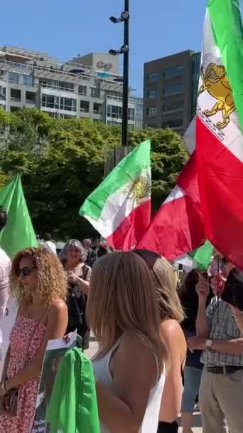 Demonstrarea Steagurilor Iraniene Apărarea Drepturilor Omului Împotriva Războiului Împotriva Terorismului — Videoclip de stoc