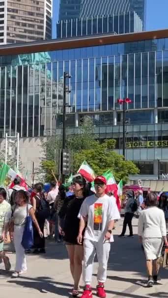 Insurrezione Del Popolo Iraniano Bandiere Manifestazione Difesa Dei Diritti Umani — Video Stock