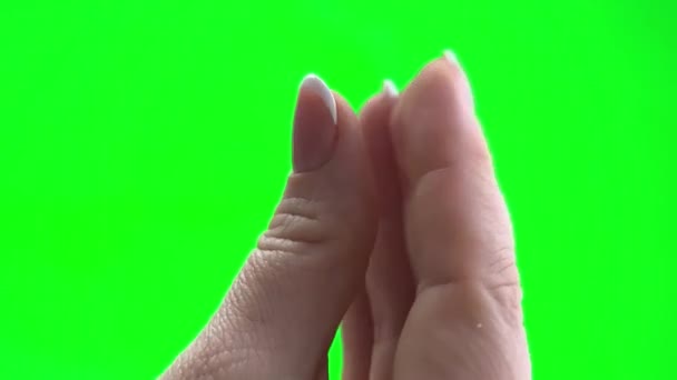 Dwa Ręce Grać Zielonym Tle Chromakey Mężczyzna Kobieta Wydają Się — Wideo stockowe