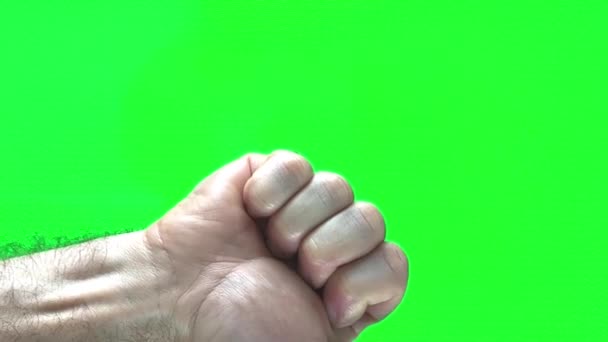 Mans Hand Colored Chromakey Green Background Holds Countdown Fingers Man — Wideo stockowe