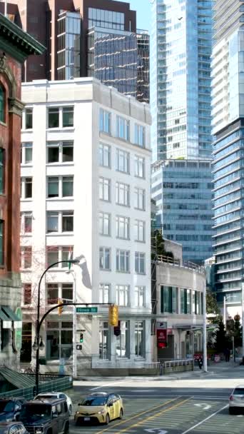 Centrum Vancouver Skytrain Terminus Waterfront Kolejowe Budynku Ludzi Ulicy Prawdziwe — Wideo stockowe