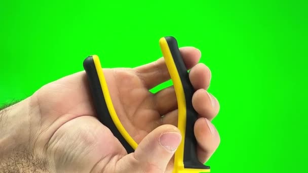 Cropped Pliers Yellow Orange Handles Chroma Key Green Background High — Vídeo de stock