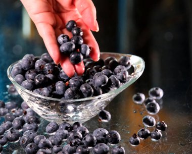 Taze olgun sulanmış yaban mersini. Yüksek kalite 4k görüntü