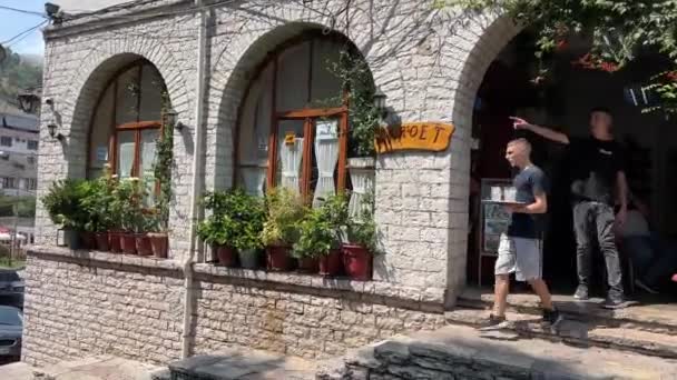 Gjirokastra Museum City Known Birthplace Albanian Communist Leader Enver Hoxha — Stock Video