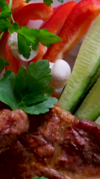 Składniki Mięsa Koziego Produkcji Satay Wystawie Oknie Restauracji Wysokiej Jakości — Wideo stockowe