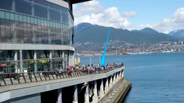 Vancouver Centrum Waterfront Kontor Byggnader Kanada Place Pacific Ocean Människor — Stockvideo