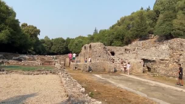 Butrint Sarande Lçesi Arnavutluk Sinematik Roma Baptisterisi Antik Unesco Dünya — Stok video
