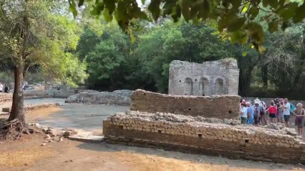 Butrint Sarande District Albania Cinematic Roman Baptistery Ancient Historical Site — Stock video