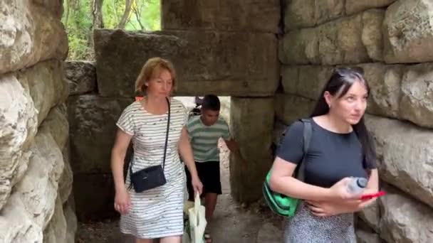 Butrint Sarande District Albania Cinematic Roman Baptistery Ancient Historical Site – stockvideo
