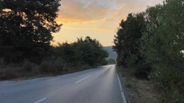 Turijn Grens Van Macedonië Albanië Heldere Zonsopgang Zonsondergang Blauwe Hemel — Stockvideo