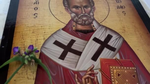 Arnavutluk Taki Aziz Nicholas Kilisesi Dağda — Stok video