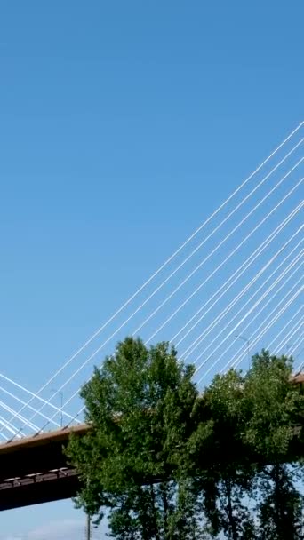 Мост Порт Манн Через Реку Фрейзер Солнечное Лето Суррей Ванкувер — стоковое видео