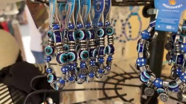 希腊科孚岛磁铁项链 礼物和纪念品 特价蓝色 — 图库视频影像