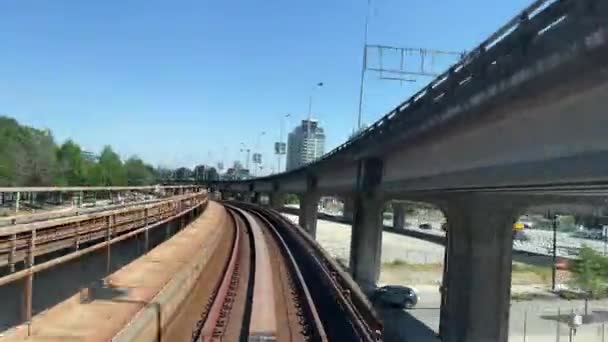 Vancouver Skytrain Nouvelle Canada Line Surrey Accueil Rails Train Ciel — Video
