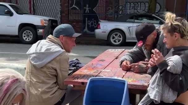 Leben Von Obdachlosen Einer Großstadt Wahlfreiheit Von Obdachlosen Großstädten Dreckschleudern — Stockvideo