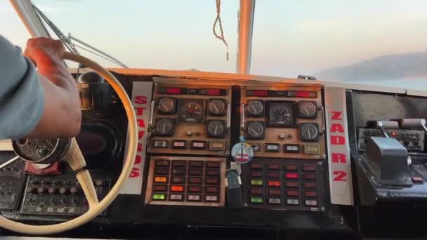 Traversant Vers Île Corfou Partir Albanie Ville Saranta Ferry Fusée — Video