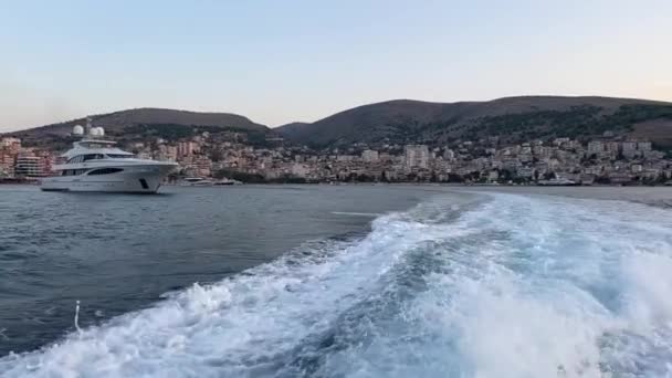 Cruzamento Para Ilha Corfu Partir Albânia Cidade Saranta Por Foguete — Vídeo de Stock