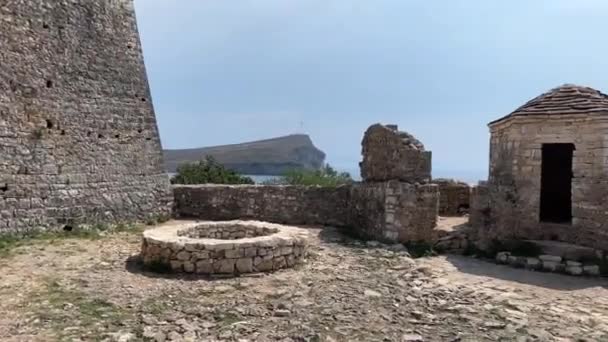 Twierdza Porto Palermo Ali Pasza Tepelenskiego Zbudowany Ruinach Weneckiej Twierdzy — Wideo stockowe