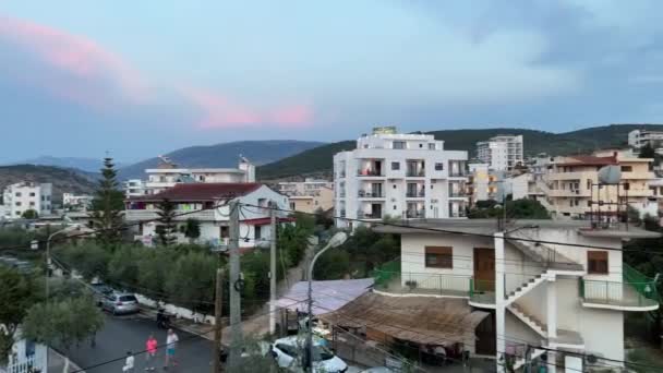 Vakantie Europa Aan Zee Stad Kemil Saranta Albanië Landschappen Straatbeeld — Stockvideo
