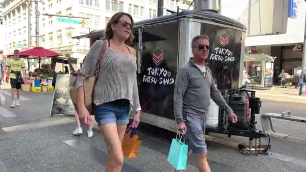 Personas Tiempo Real Vive Vancouver Canadá Calles Centrales Paseos Apresuran — Vídeos de Stock
