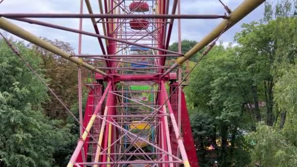 Filmaufnahmen Eines Videos Von Einem Riesenrad Der Stadt Winniza Ukraine — Stockvideo