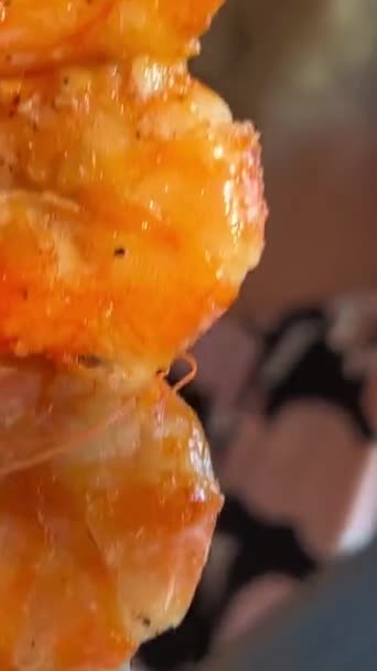 Kebab Camarão Loja Peixe Frutos Mar Delícias Frutos Mar Moluscos — Vídeo de Stock