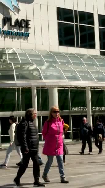 Vancouver Centrum Kantoorgebouwen Aan Het Water Canada Place Pacific Ocean — Stockvideo