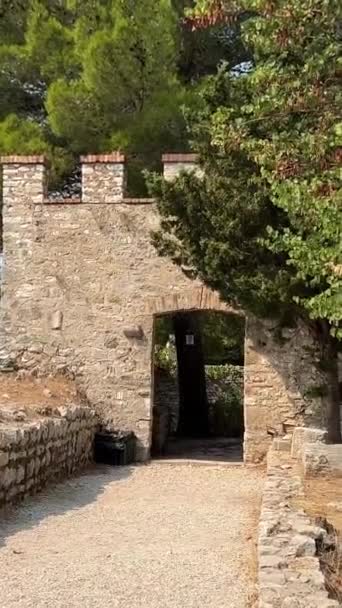 Butrint Distrito Sarande Albania Baptisterio Romano Cinematográfico Antiguo Sitio Histórico — Vídeos de Stock