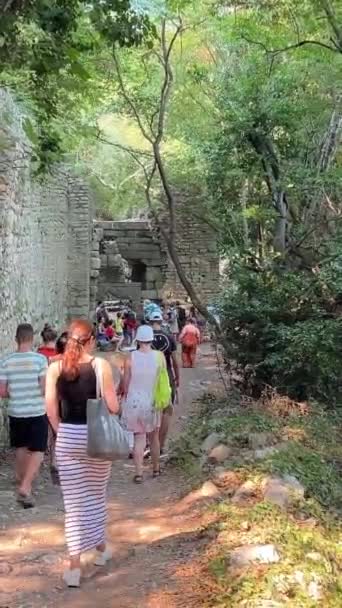 Butrint Sarande District Albanien Cinematic Roman Baptistery Ancient Historical Site — Stockvideo