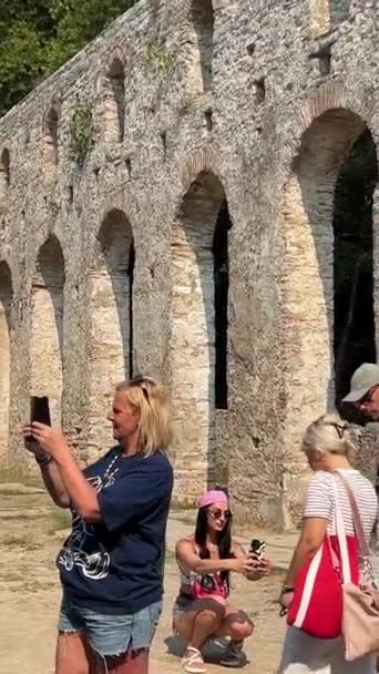 Butrint Sarande Lçesi Arnavutluk Sinematik Roma Baptisterisi Antik Unesco Dünya — Stok video