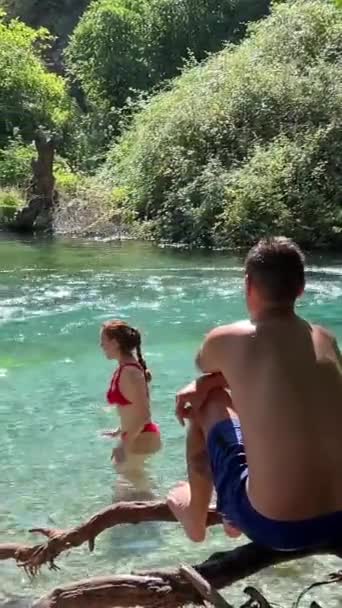 Ojo Azul Albania Famoso Lugar Turístico Entrada Albania Ojo Azul — Vídeos de Stock