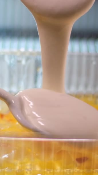 Madlavning Jelly Kager Med Bær Derhjemme Hæld Lag Lækker Dessert – Stock-video