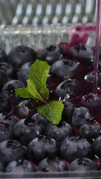 Memasak Jelly Cake Dengan Buah Berry Rumah Menuangkan Lapisan Makanan — Stok Video