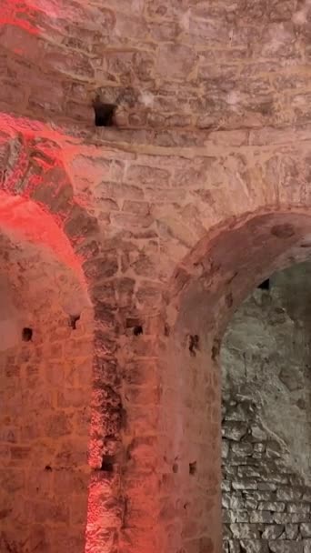 Pevnost Porto Palermo Ali Paša Tepelenského Stavící Troskách Benátské Hradní — Stock video