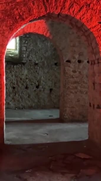 Fortaleza Porto Palermo Ali Pasha Tepelensky Construyendo Sobre Las Ruinas — Vídeo de stock