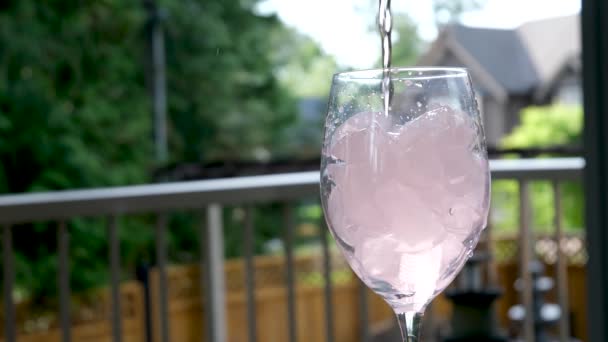 Barkeeper Rundet Rosafarbenen Cocktail Mit Rosafarbenem Champagner Zeitlupe Großaufnahme Hochwertiges — Stockvideo