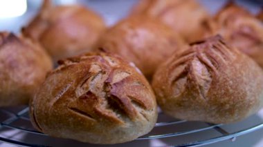 Taze pişmiş çörekler Izgarada leziz yemekler kahvaltıda mayasız hamur.
