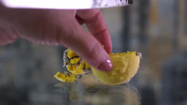 Επιδόρπιο Ψήνοντας Γαλλικά Γλυκά Φούρνος Παράδοση Τροφίμων Διακόσμηση Αμυγδαλών Διαφορετικές — Αρχείο Βίντεο