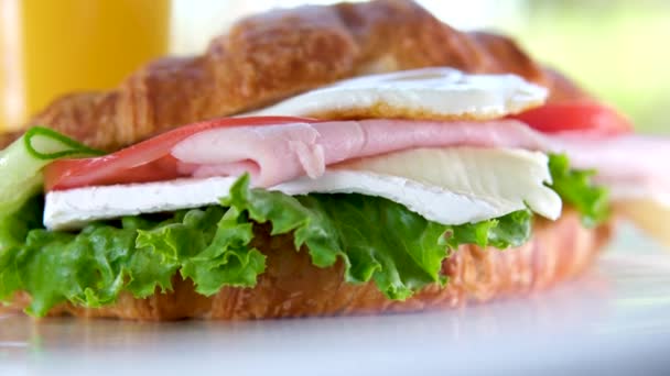 Сэндвич Сыром Ветчиной Высокое Качество Фото — стоковое видео