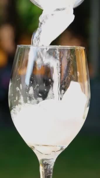 Sommer Gießt Der Barkeeper Eis Ein Glas Mit Einem Erfrischenden — Stockvideo