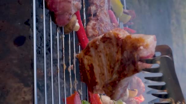 Κοτολέτες Μπάρμπεκιου Φαίνονται Πολύ Νόστιμα Μαγειρεμένα Για Ένα Χάμπουργκερ Μια — Αρχείο Βίντεο