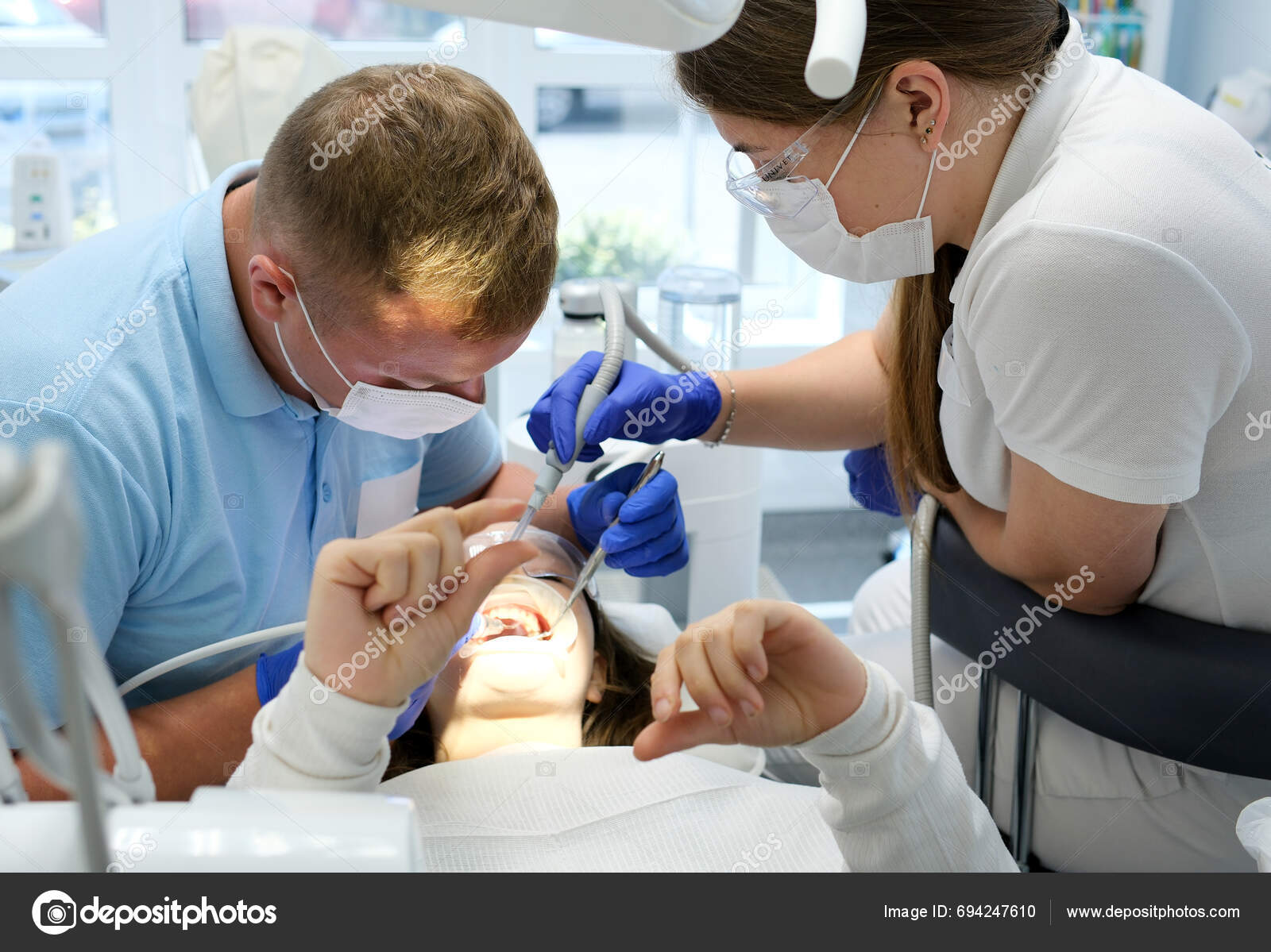 Dentist Man Extract Patient Tooth Dental Clinic Extraction Procedure